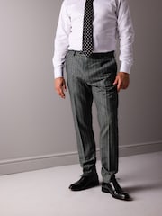 Grey Slim Fit Signature Marzotto Italian Fabric Stripe Suit Trousers - Image 1 of 8