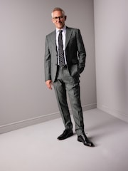 Grey Slim Fit Signature Marzotto Italian Fabric Stripe Suit Trousers - Image 2 of 8