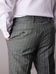 Grey Slim Fit Signature Marzotto Italian Fabric Stripe Suit Trousers - Image 4 of 8