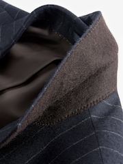 Bleu marine - Coupe ajustée  Signature Empire Mills British Wool Rayure Costume Veste - Image 10 de 10