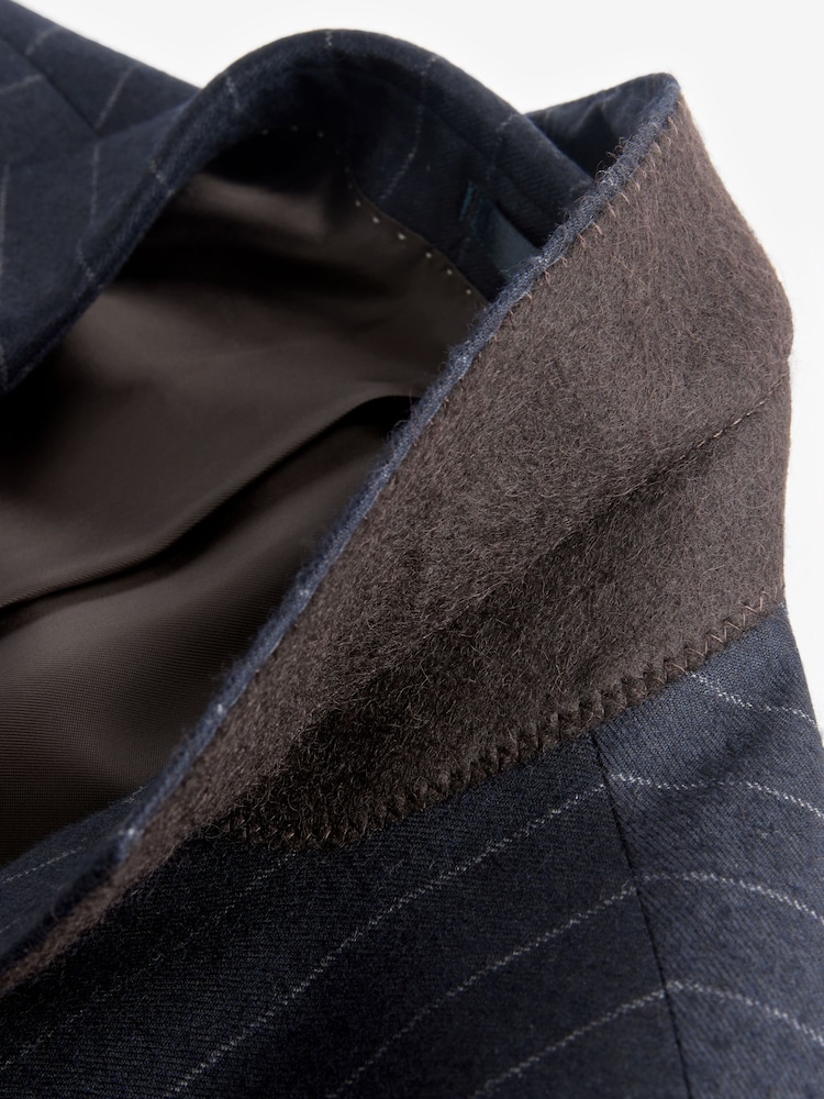 Bleu marine - Coupe ajustée  Signature Empire Mills British Wool Rayure Costume Veste - Image 10 of 10