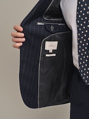 Bleu marine - Coupe ajustée  Signature Empire Mills British Wool Rayure Costume Veste - Image 5 de 10