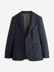 Bleu marine - Coupe ajustée  Signature Empire Mills British Wool Rayure Costume Veste - Image 6 de 10