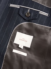 Bleu marine - Coupe ajustée  Signature Empire Mills British Wool Rayure Costume Veste - Image 9 de 10