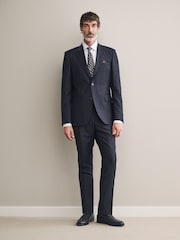 Bleu marine - Coupe ajustée  Signature Empire Mills British Wool Rayure Pantalon de costume - Image 2 de 8