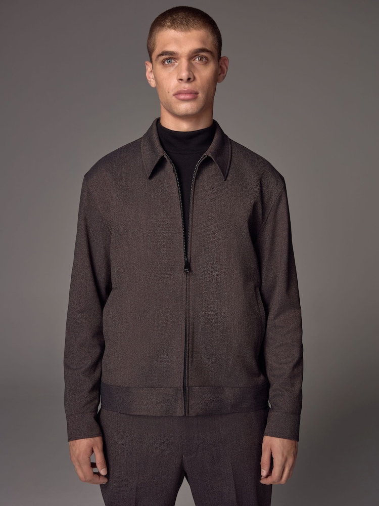 Бургундский - Smart Twill Zip Through Куртка-рубашка - Image 1 of 11