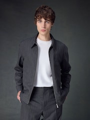Charcoal Grey Stripe Shacket - Image 1 of 4