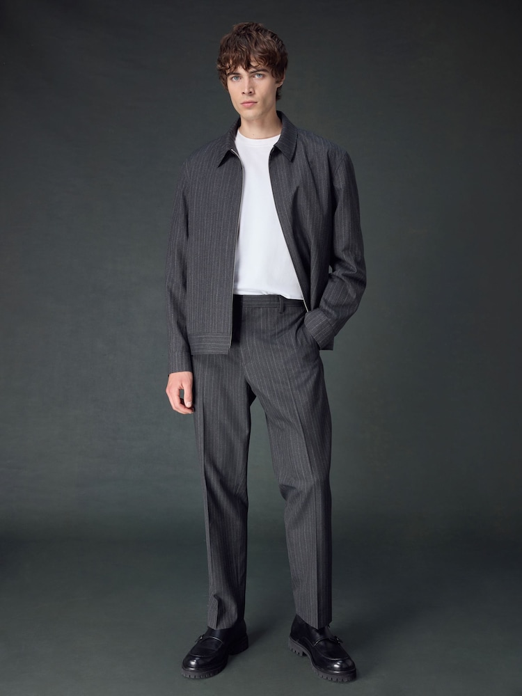 Charcoal Grey Stripe Shacket - Image 2 of 4