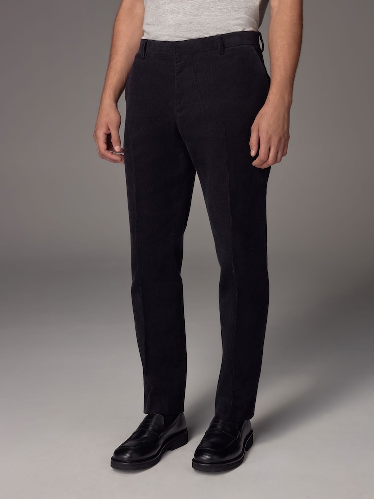 Schwarz - Straight Fit 100% Cotton Corduroy Suit Trousers - Bild 1 von 9