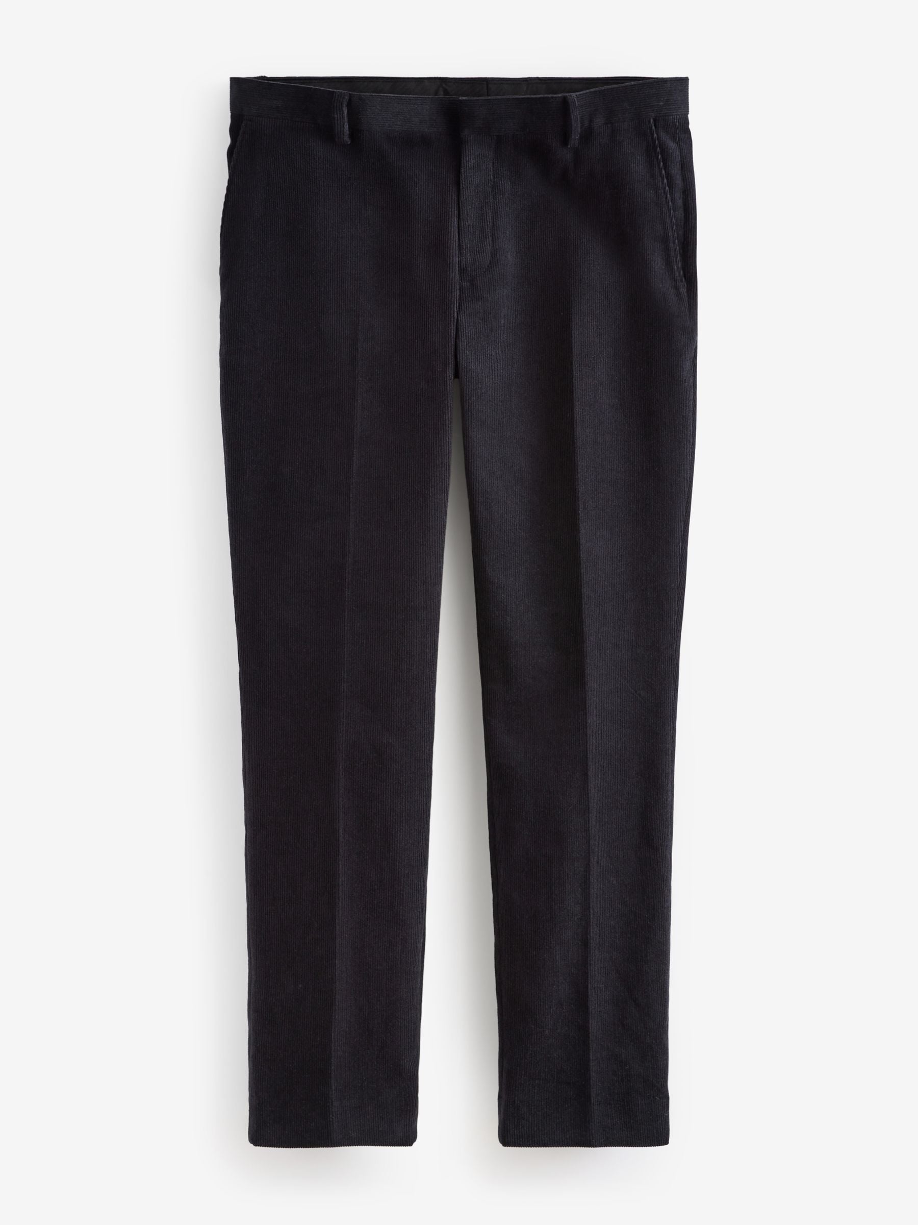 Buy Black Straight Fit 100% Cotton Corduroy Suit Trousers