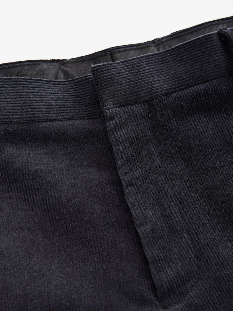 Schwarz - Straight Fit 100% Cotton Corduroy Suit Trousers - Bild 9 von 9