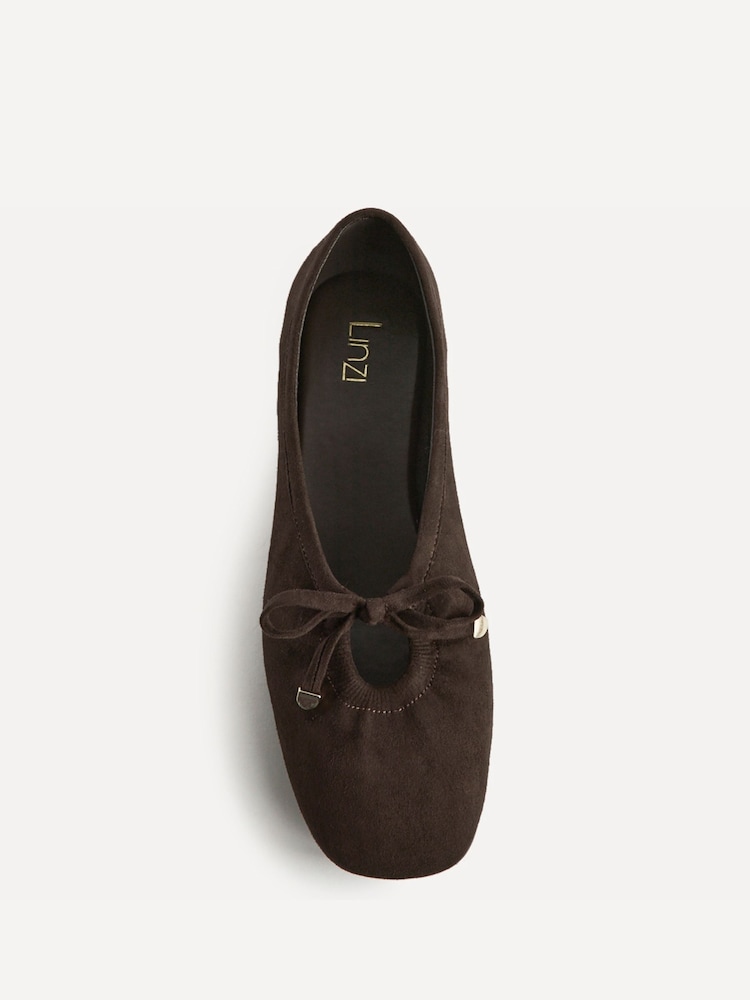 Linzi Brown Arlo Ballet Pumps with Bow Detail - Image 5 of 5 Linzi Brown Arlo Ballet Pumps with Bow Detail - Image 5 of 5