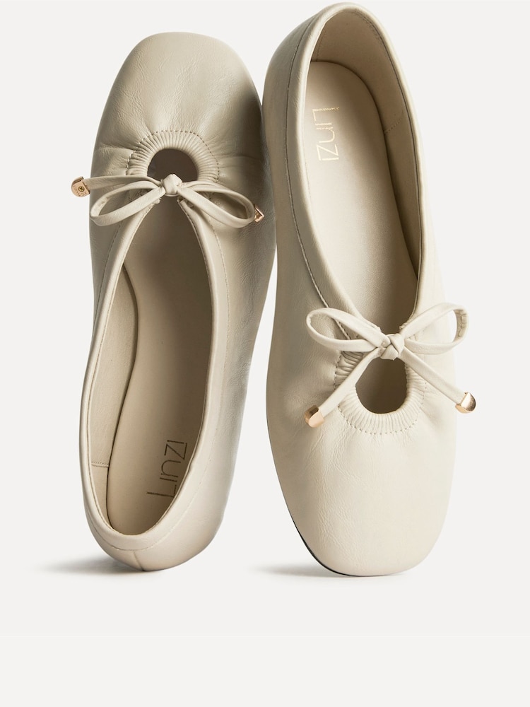 Linzi Cream Arlo Ballet Pumps with Bow Detail - Image 5 of 5 Linzi Cream Arlo Ballet Pumps with Bow Detail - Image 5 of 5