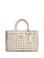 Tommy Hilfiger Cream The American Icon Braided Leather Tote Bag - Image 1 of 5