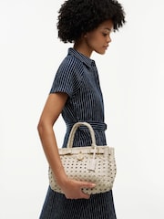 Tommy Hilfiger Cream The American Icon Braided Leather Tote Bag - Image 5 of 5