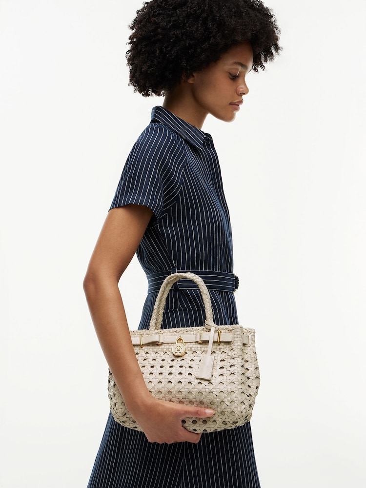 Tommy Hilfiger Cream The American Icon Braided Leather Tote Bag - Image 5 of 5