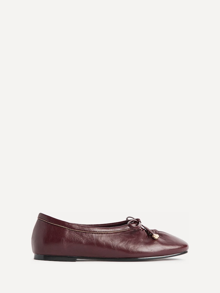 Linzi Dark Red Arlo Ballet Pumps with Bow Detail - Image 2 of 5 Linzi Dark Red Arlo Ballet Pumps with Bow Detail - Image 2 of 5