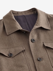 Sand Natural Slim Fit Signature Zignone Italian Wool Flannel Shacket - Image 4 of 9