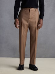Sand Natural Signature Zignone Italian Wool Flannel Slim Fit Formal Trousers - Image 1 of 8