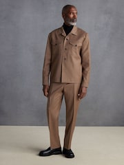 Sand Natural Signature Zignone Italian Wool Flannel Slim Fit Formal Trousers - Image 2 of 8