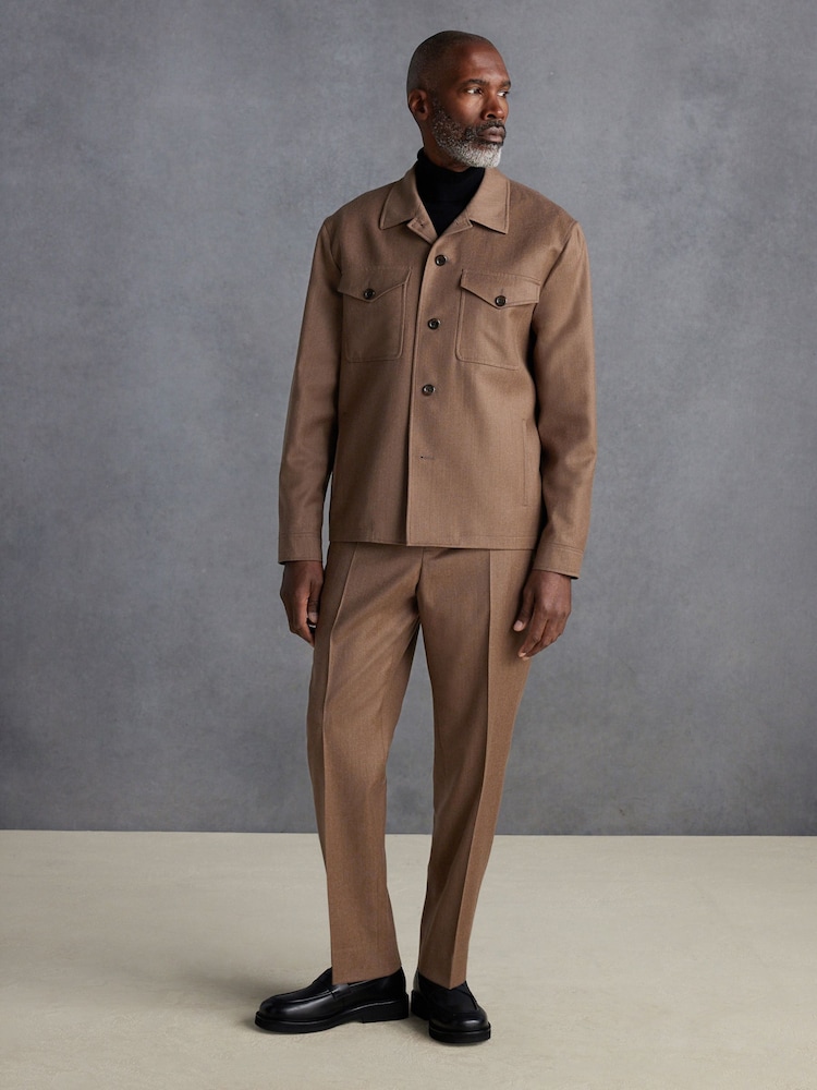 Sand Natural Signature Zignone Italian Wool Flannel Slim Fit Formal Trousers - Image 2 of 8