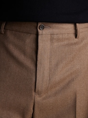 Sand Natural Signature Zignone Italian Wool Flannel Slim Fit Formal Trousers - Image 3 of 8