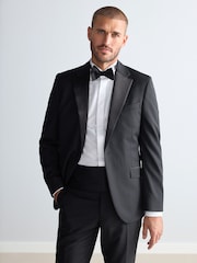 Noir - Coupe ajustée  Signature Marzotto Italian Fabric Carreaux Smoking Veste - Image 1 de 10