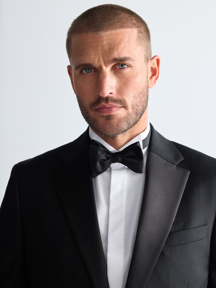 Noir - Coupe ajustée  Signature Marzotto Italian Fabric Carreaux Smoking Veste - Image 2 of 10