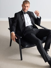 Noir - Coupe ajustée  Signature Marzotto Italian Fabric Carreaux Smoking Veste - Image 3 de 10