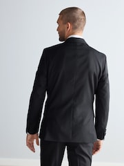 Noir - Coupe ajustée  Signature Marzotto Italian Fabric Carreaux Smoking Veste - Image 4 de 10