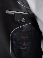 Noir - Coupe ajustée  Signature Marzotto Italian Fabric Carreaux Smoking Veste - Image 5 de 10
