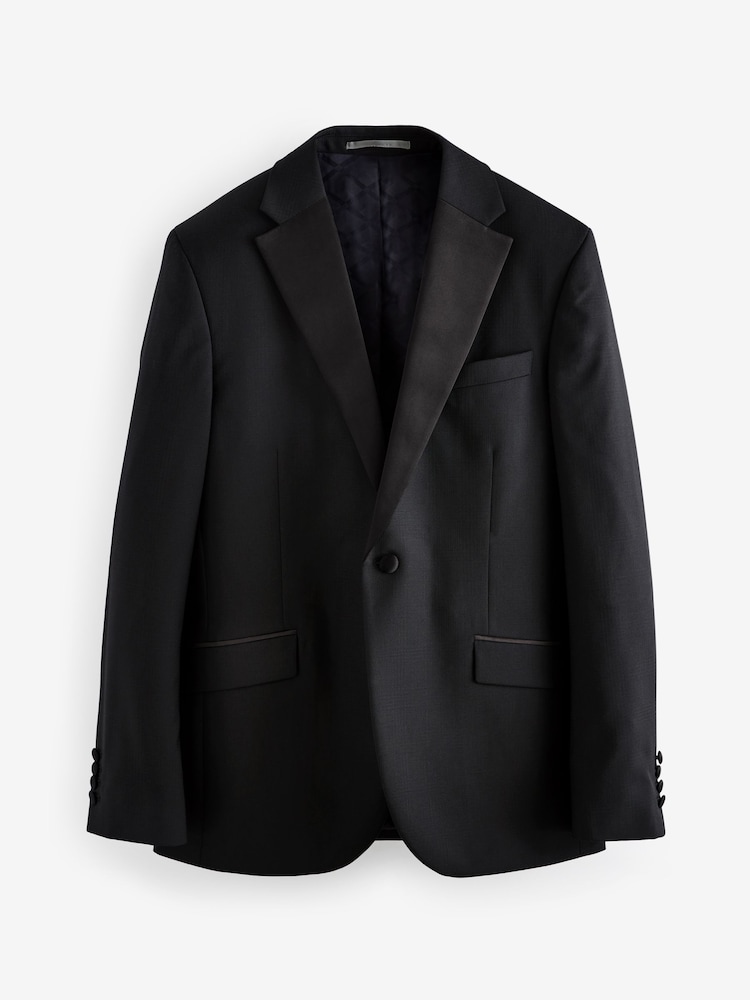 Noir - Coupe ajustée  Signature Marzotto Italian Fabric Carreaux Smoking Veste - Image 6 of 10