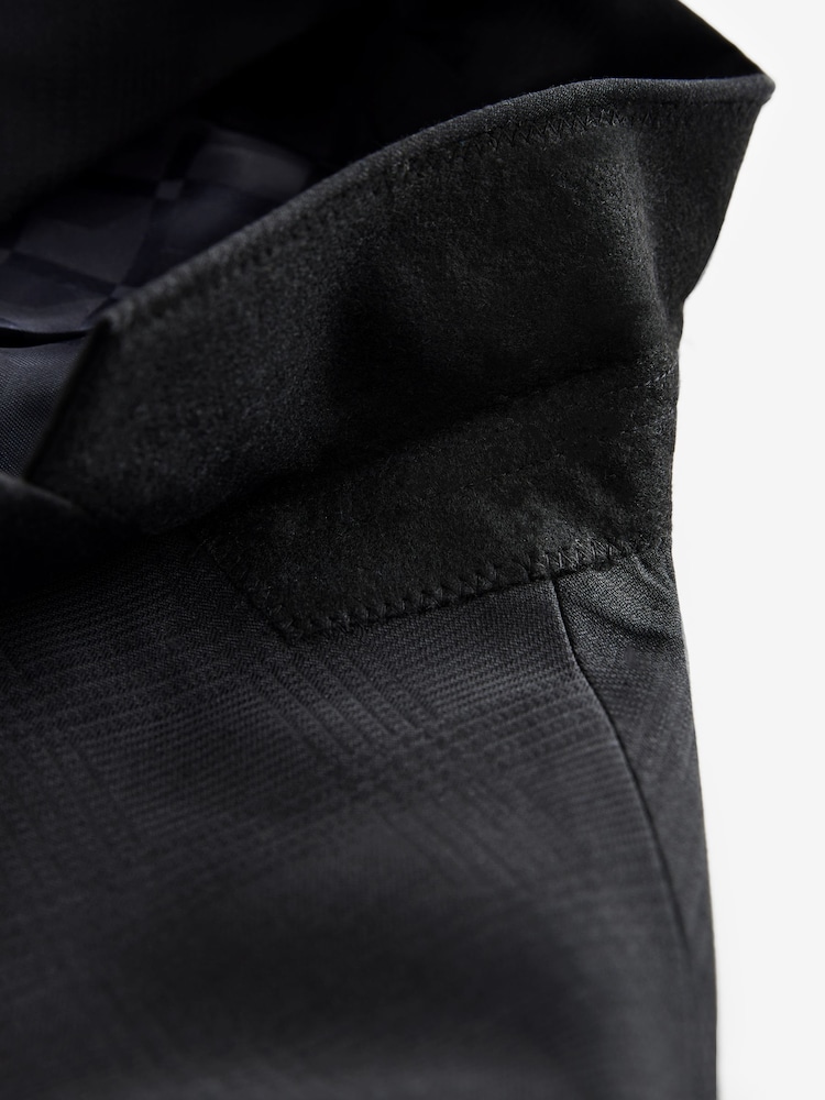 Noir - Coupe ajustée  Signature Marzotto Italian Fabric Carreaux Smoking Veste - Image 9 of 10