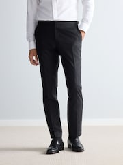 Schwarz - Slim Fit Signature Marzotto Italian Fabric Check Tuxedo Suit Trousers - Bild 1 von 11