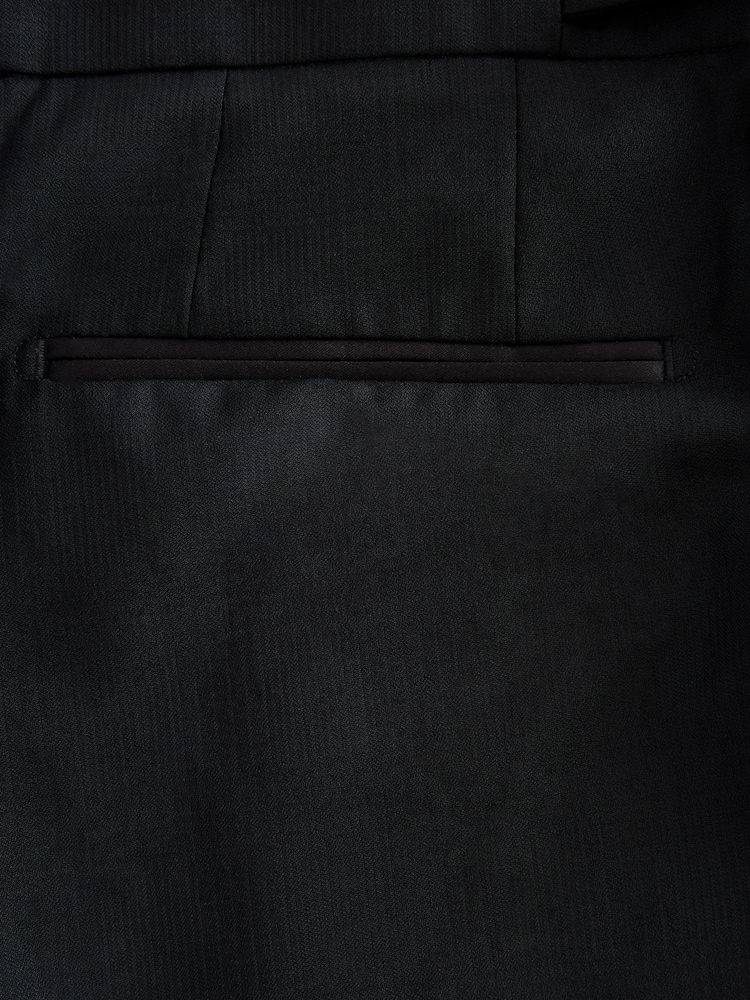 Noir - Slim Fit Signature Marzotto Italian Fabric Check 100% Wool Tuxedo Suit Trousers - Image 10 of 11
