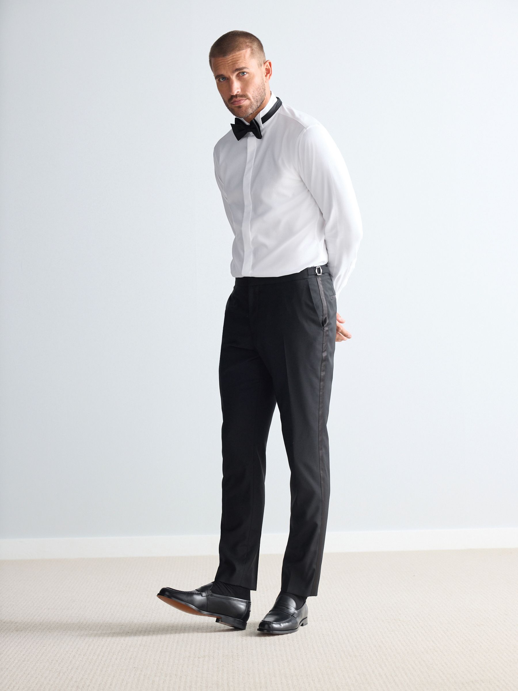 Cumpără Negru - Pantaloni de costum tuxedo cu carouri italiene