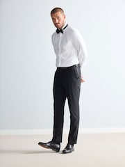 Schwarz - Slim Fit Signature Marzotto Italian Fabric Check Tuxedo Suit Trousers - Bild 3 von 11