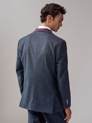 Navy Blue Regular Fit Trimmed Neppy Nova Fides Suit Jacket - Image 4 of 11