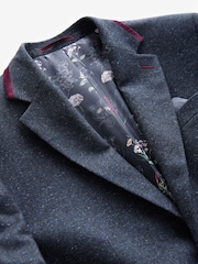 Navy Blue Regular Fit Trimmed Neppy Nova Fides Suit Jacket - Image 9 of 11