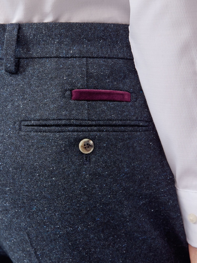 Marineblau/blau - Regular Fit Trimmed Neppy Nova Fides Suit Trousers - Image 3 of 8