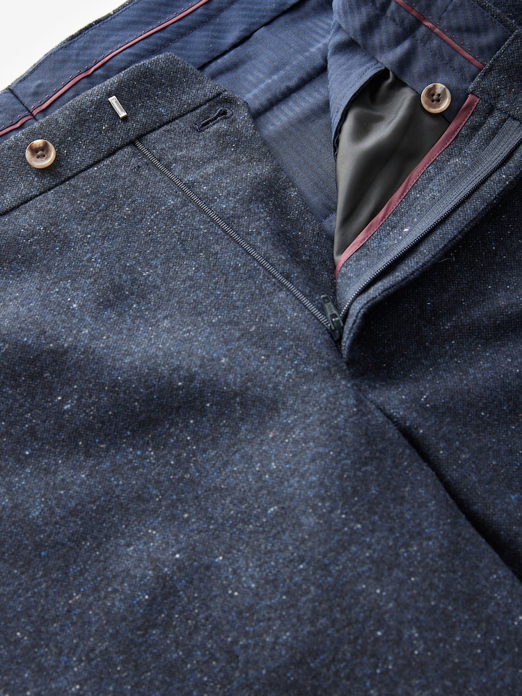 Marineblau/blau - Regular Fit Trimmed Neppy Nova Fides Suit Trousers - Image 7 of 8