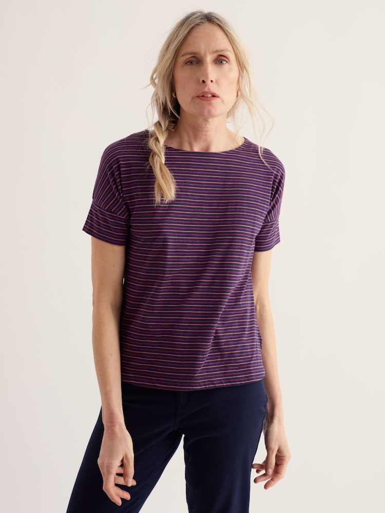 Seasalt Cornwall Purple Bryher View T-Shirt - Image 2 of 5 Seasalt Cornwall Purple Bryher View T-Shirt - Image 2 of 5