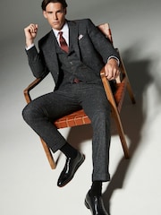 Charcoal Grey Regular Fit Trimmed Neppy Nova Fides Suit Jacket - Image 2 of 5
