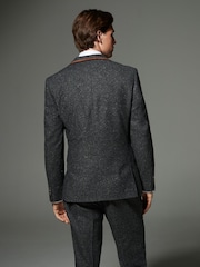 Charcoal Grey Regular Fit Trimmed Neppy Nova Fides Suit Jacket - Image 3 of 5