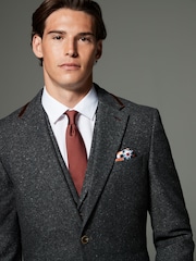 Charcoal Grey Regular Fit Trimmed Neppy Nova Fides Suit Jacket - Image 4 of 5