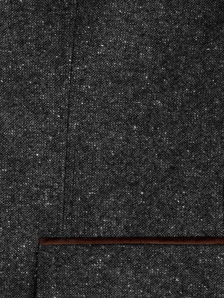 Charcoal Grey Regular Fit Trimmed Neppy Nova Fides Suit Jacket - Image 5 of 5