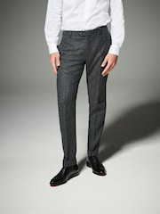 Gris de charbon de bois - Coupe classique Garnie Neppy Nova Fides Costume Pantalons - Image 1 of 9