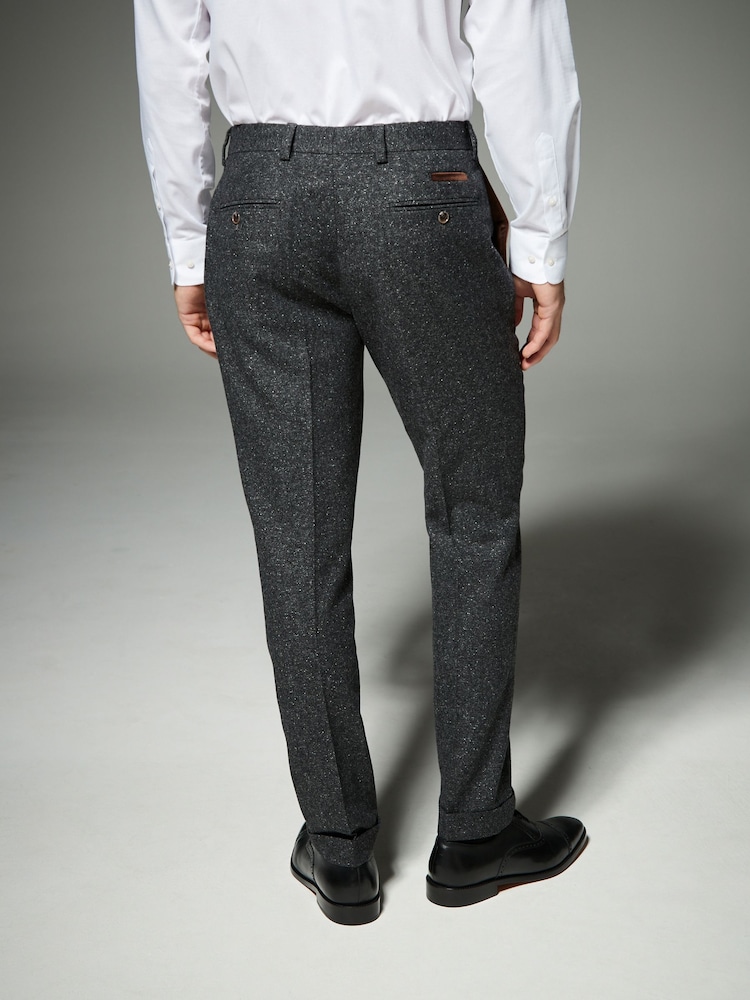 Gris de charbon de bois - Coupe classique Garnie Neppy Nova Fides Costume Pantalons - Image 3 of 9