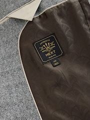 siva - ozek kroj Textured Herringbone moška obleka jakna; suknjič - Slika 7 iz 9