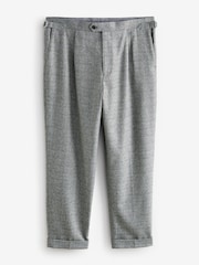 Gris - Coupe ajustée Textured Herringbone Pantalon de costume - Image 1 of 1